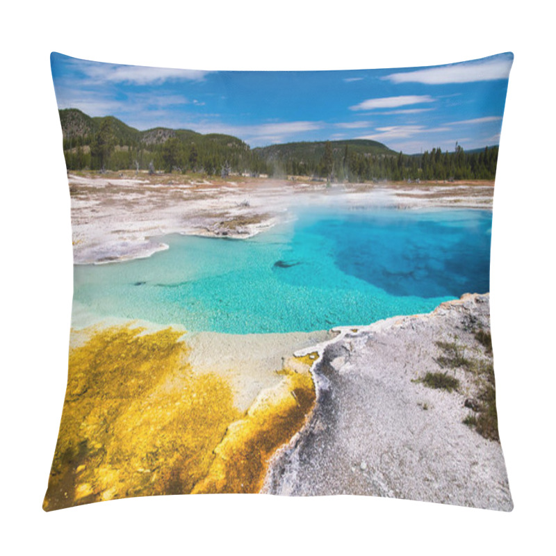 Personality  Sapphire Pool in Biscuit Basin, Yellowstone National Park, Wyomi pillow covers