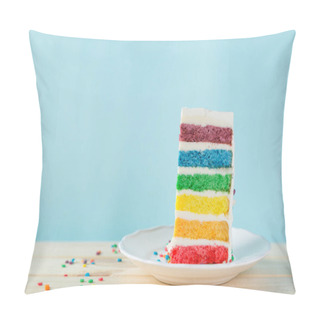 Personality  Birthday Background - Striped Rainbow Cake With White Frosting Pillow Covers