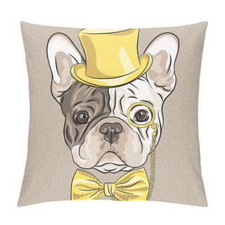 Personality  Vector Funny Cartoon Hipster French Bulldog Dog Pillow Covers