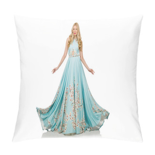 Personality Woman Wearing Ball Dress Isolated On White Pillow Covers