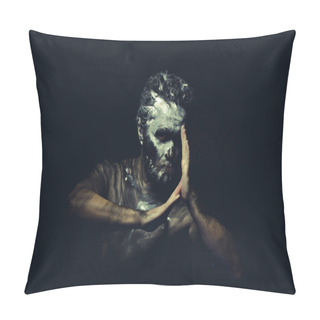 Personality  Man With White Painted Face Pillow Covers