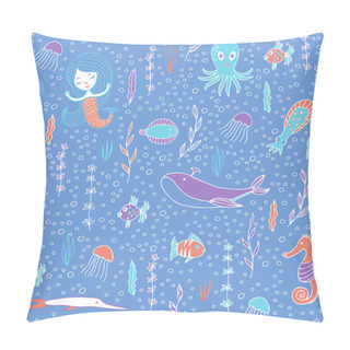 Personality  Seamless Pattern Marine Life. Pillow Covers