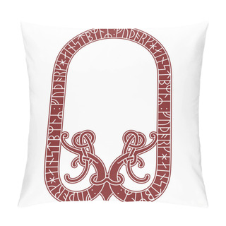 Personality  Viking Scandinavian Design. Ancient Decorative Mythical Animal In Celtic, Scandinavian Style, Knot-work Illustration, Vector Illustration Pillow Covers