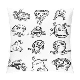 Personality  Cartooned Scary Halloween Monsters And Aliens Pillow Covers