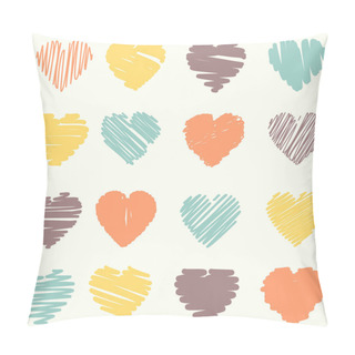 Personality  Vector Set Of Scribble Valentine Hearts Pillow Covers