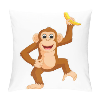 Personality  Cute Monkey Cartoon Eating Banana Pillow Covers