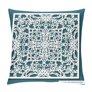 Personality  Square Panel With Delicate Lace Pattern. Floral Oriental Ornament Of Leaves, Curls. Template For Plotter Laser Cutting Of Paper, Cardboard, Plywood, Wood Carving, Metal Engraving, Cnc. Vector Image. Pillow Covers