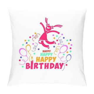 Personality  Happy Birthday. Vector Illustration. A Joyful Person, A Woman, A Girl. Pillow Covers