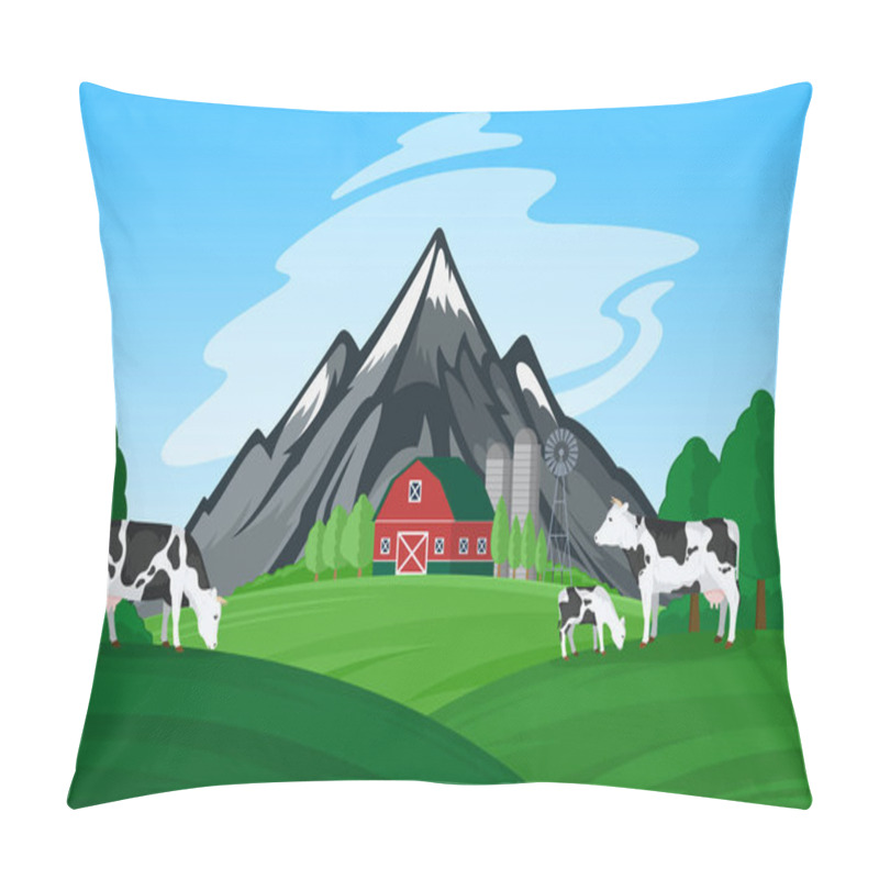 Personality  Vector mountain milk farm illustration pillow covers