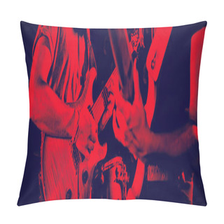Personality  Mid Section Of Man And Woman Playing Guitars In Nightclub Pillow Covers