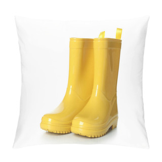 Personality  Yellow Rubber Boots Isolated On White Background Pillow Covers
