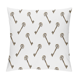 Personality  Seamless Pattern With Vintage Keys On White Background Pillow Covers