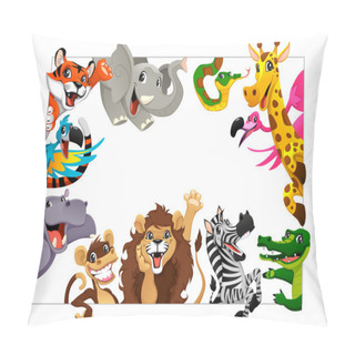 Personality  Funny Group Of Jungle Animals Pillow Covers