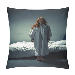 Personality  Female Demon In Nightgown Standing In Bedroom Pillow Covers
