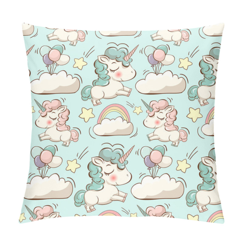 Personality  Pattern with cute unicorns and clouds pillow covers