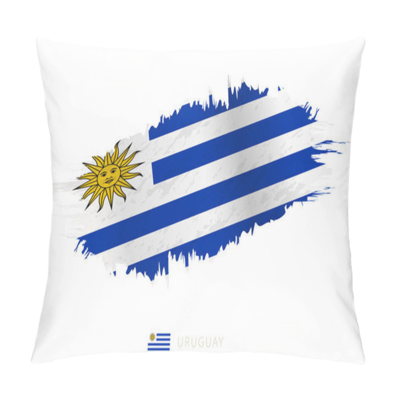 Personality  Painted brushstroke flag of Uruguay with waving effect. pillow covers