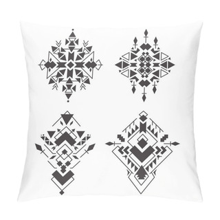 Personality  Abstract Geometric Aztec Patterns Set. Mexican Tribal Ethnic Design. Indian Traditional Ornament. Collection Of Elements For Decoration, Card, Tattoo, Cover, Vector Illustration Isolated On White. Pillow Covers