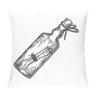 Personality  Message In A Bottle Engraving Vector Illustration. Scratch Board Style Imitation. Hand Drawn Image. Pillow Covers