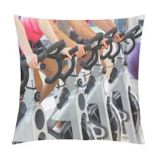 Personality  Mid Section Of People Working Out At Spinning Class Pillow Covers