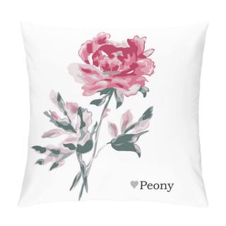 Personality  Decorative Peony Flowers, Design Elements. Can Be Used For Cards, Invitations, Banners, Posters, Print Design. Floral Background In Watercolor Style Pillow Covers