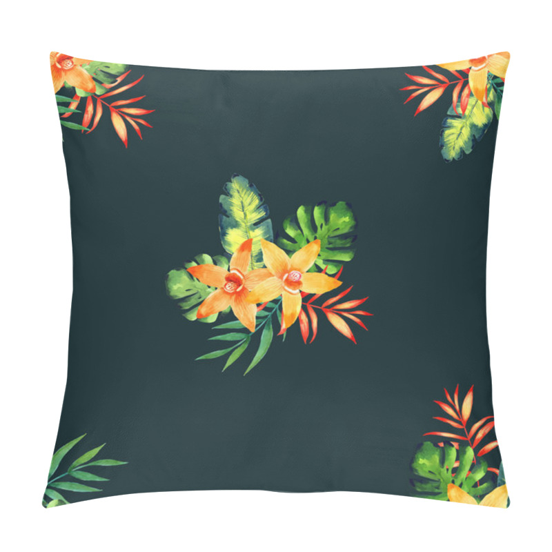 Personality  Watercolor Seamless Pattern Of Exotic Flowers. Pillow Covers