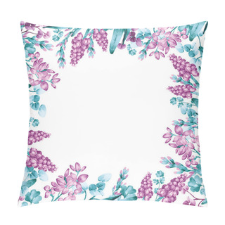Personality  Frame With Lilac Flowers, Leaves Pillow Covers