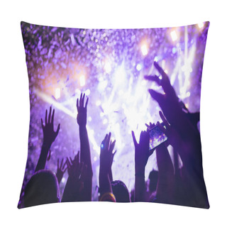 Personality  Portrait Of Happy Dancing Crowd Enjoying At Music Festival Pillow Covers