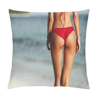 Personality  Sexy Woman Back On Sea Background Pillow Covers