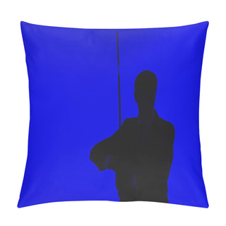 Personality  Toned Picture Of Silhouette Of Agent In Suit With Katana Pillow Covers