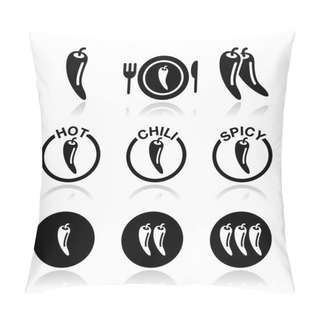 Personality  Chili Peppers, Hot And Spicy Food Icons Set Pillow Covers