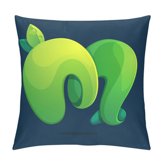 Personality  M Letter Ecology Logo From A Twisted Green Leawes. Font Style, Vector Design Template Elements For Your Application Or Corporate Identity. Pillow Covers