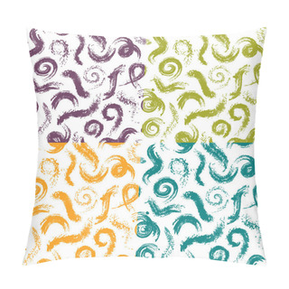 Personality Four Vector Dry Brush Twirl Patterns Colorful On White Pillow Covers