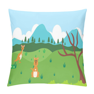 Personality  Kangaroo Vector Cute Animals In Cartoon Style, Wild Animal, Designs For Baby Clothes. Hand Drawn Characters Pillow Covers
