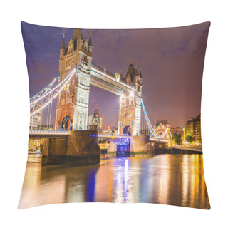 Personality  London Tower Bridge Lifting Up At Sunset Dusk, London UK. Pillow Covers