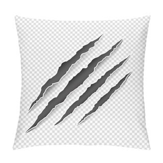 Personality  Vector Illustration Of Animal Claw Scratches Isolated On Transparent Background Pillow Covers