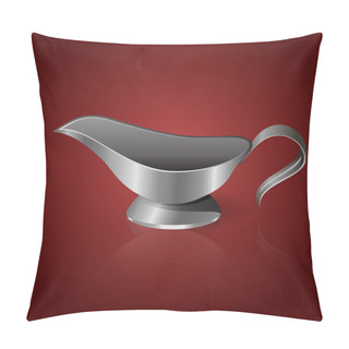 Personality  Vector Illustration Of Silver Sauce-boat. Pillow Covers