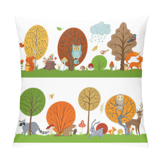 Personality  Forest Set With Autumn Trees Pillow Covers
