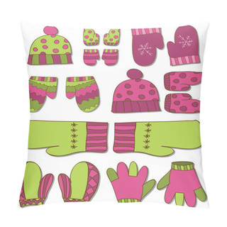 Personality  Set Of Gloves And Mittens For Winter Design Pillow Covers