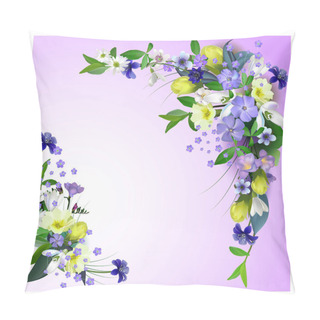 Personality  Vector  Spring Flowers Background.With An Inscription Spring. Composition Of The Delicious Spring Flowers For Design Of Postcards, Brochures, Banners, Flyers, On A Plain Surface Pillow Covers