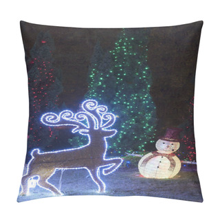 Personality  LED Illuminated Christmas Decoration And Christmas Tree In Backyard Garden Pillow Covers