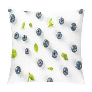 Personality  Blueberry And Mint On White Background Pillow Covers