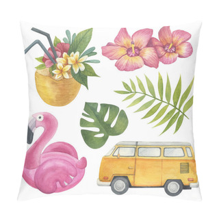 Personality  Tropical Set Of Watercolor Illustrations Pillow Covers