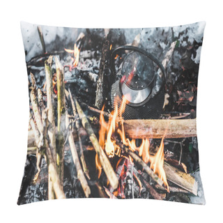 Personality  Top View Of Kettle On Bonfire In Winter Forest Pillow Covers