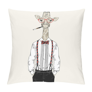 Personality  Giraffe Dressed Up In Classy Style Pillow Covers