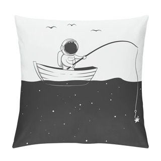 Personality  Cosmonaut Is Fishing In The Space Sea Pillow Covers
