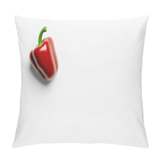 Personality  Top View Of Red Bell Pepper On White Background  Pillow Covers