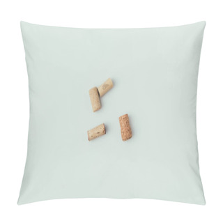 Personality  Top View Of Arrangement Of Bottle Corks Isolated On Grey Pillow Covers