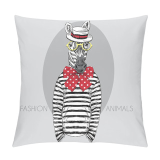 Personality  Hand Drawn Fashion Illustration Of Dressed Up Zebra Pillow Covers
