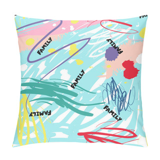 Personality  Colorful Pattern With Word Family Pillow Covers