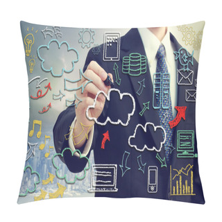 Personality  Businessman With Cloud Computing Themed Pictures Pillow Covers